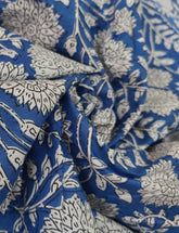 Indian Blue Floral Print Boho Fabric – 100% Cotton by 5 Yard for Curtains & Dressmaking